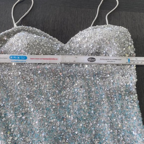 Aidan Mattox Icy silver blue sequin sheath slip dress from Bloomingdale's NWT - Picture 6 of 15